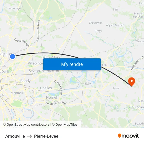 Arnouville to Pierre-Levee map