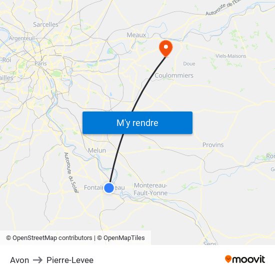 Avon to Pierre-Levee map