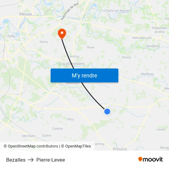 Bezalles to Pierre-Levee map