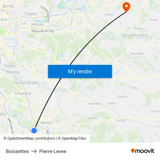 Boissettes to Pierre-Levee map