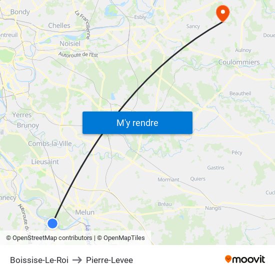 Boissise-Le-Roi to Pierre-Levee map