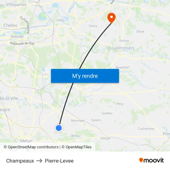 Champeaux to Pierre-Levee map