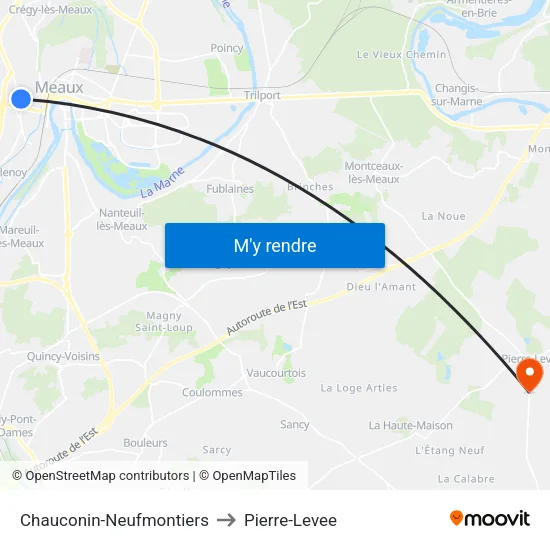 Chauconin-Neufmontiers to Pierre-Levee map