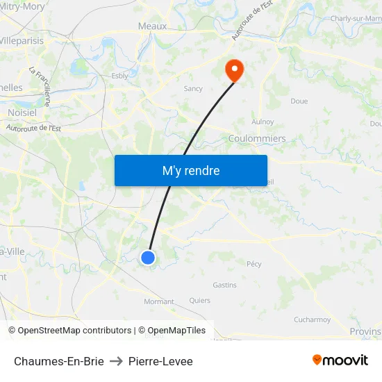 Chaumes-En-Brie to Pierre-Levee map
