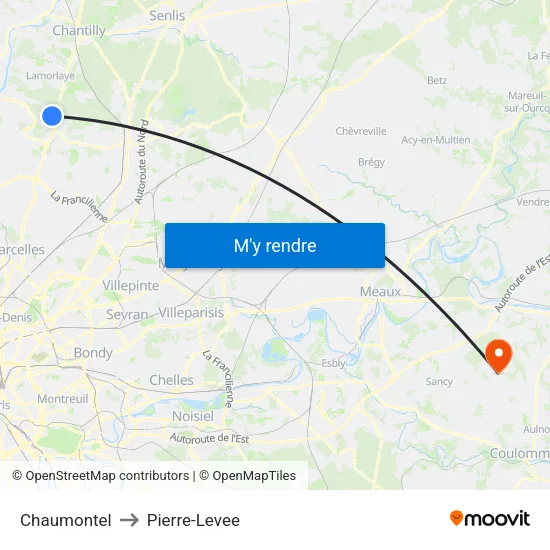 Chaumontel to Pierre-Levee map