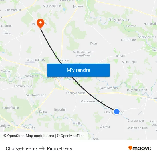 Choisy-En-Brie to Pierre-Levee map