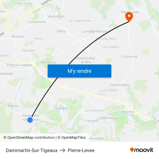 Dammartin-Sur-Tigeaux to Pierre-Levee map