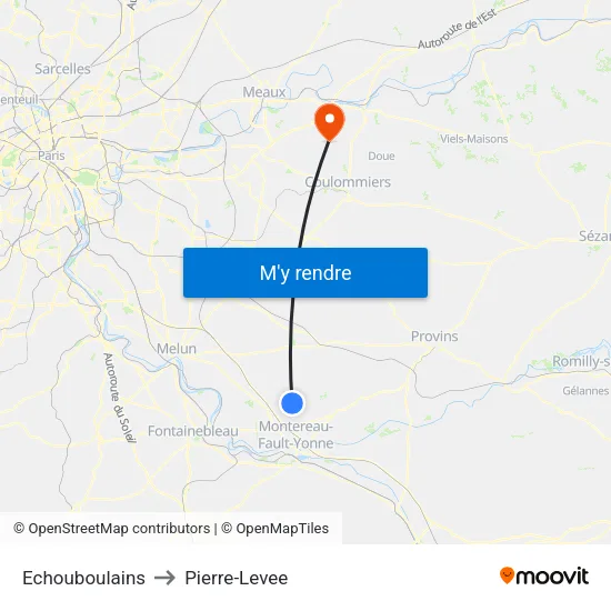 Echouboulains to Pierre-Levee map