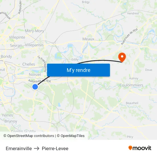 Emerainville to Pierre-Levee map