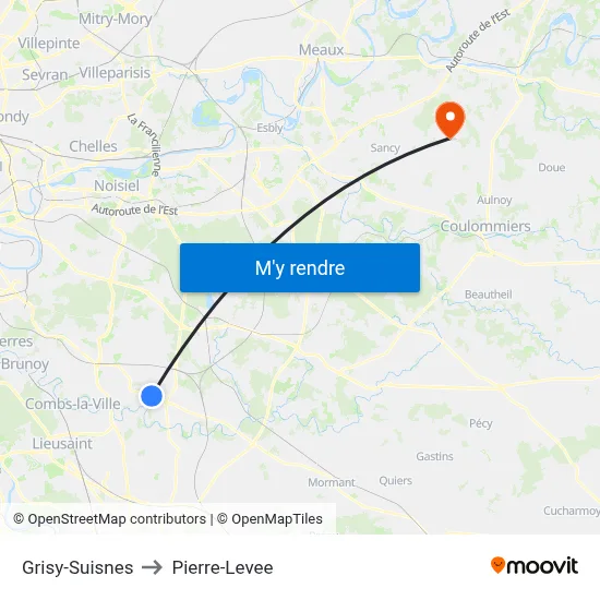 Grisy-Suisnes to Pierre-Levee map