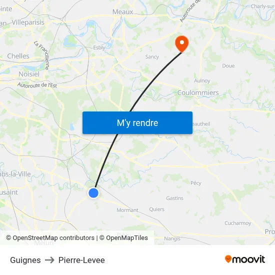 Guignes to Pierre-Levee map