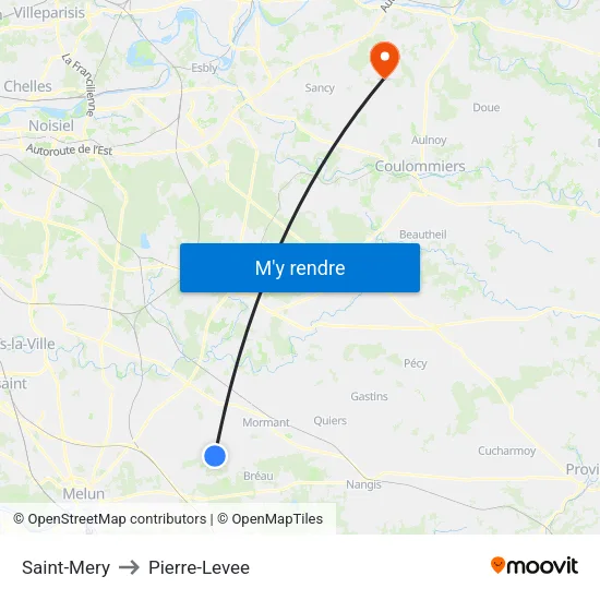 Saint-Mery to Pierre-Levee map