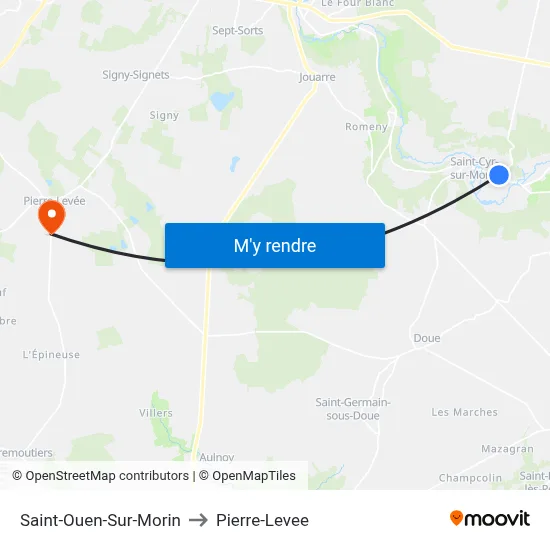 Saint-Ouen-Sur-Morin to Pierre-Levee map