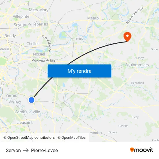 Servon to Pierre-Levee map