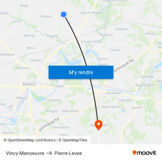 Vincy-Manoeuvre to Pierre-Levee map