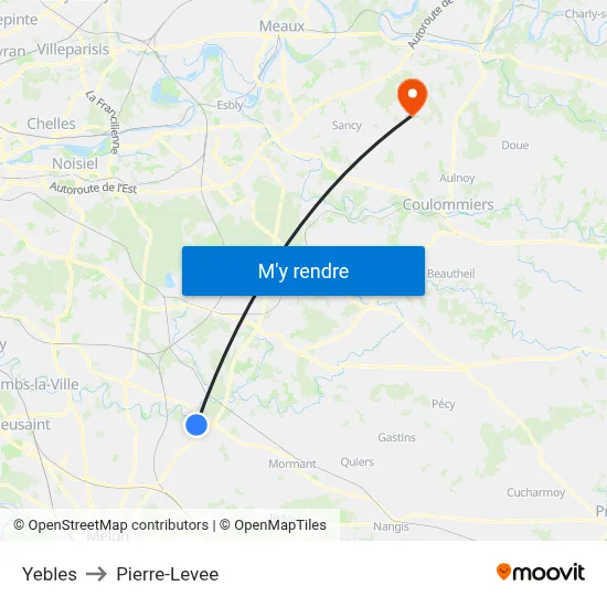 Yebles to Pierre-Levee map