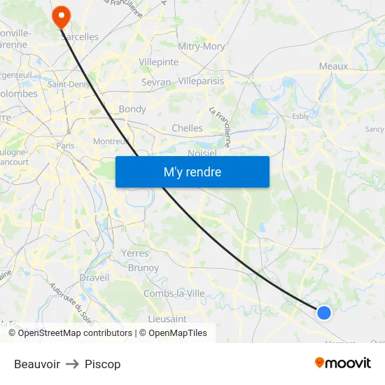 Beauvoir to Piscop map