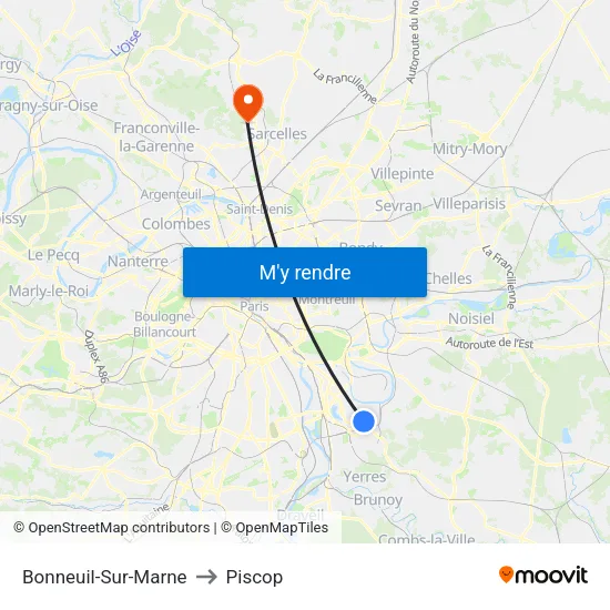 Bonneuil-Sur-Marne to Piscop map