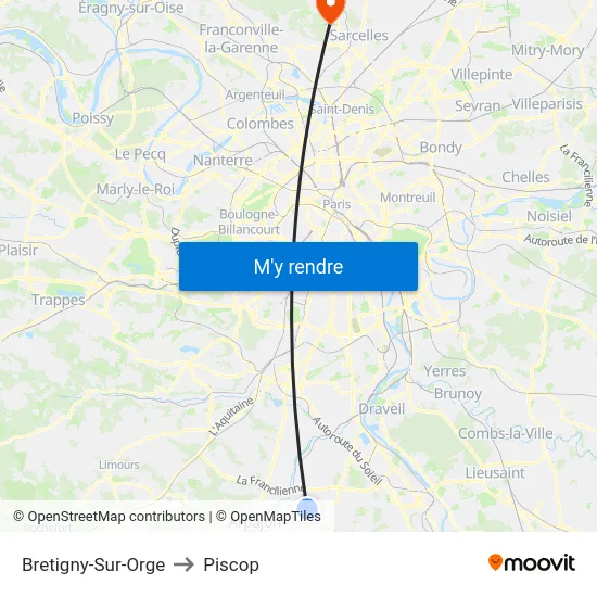 Bretigny-Sur-Orge to Piscop map
