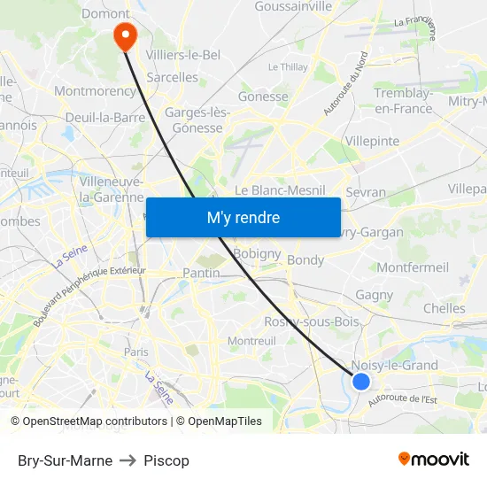 Bry-Sur-Marne to Piscop map