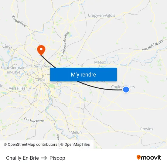 Chailly-En-Brie to Piscop map