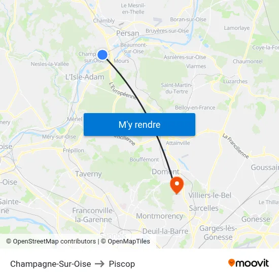 Champagne-Sur-Oise to Piscop map