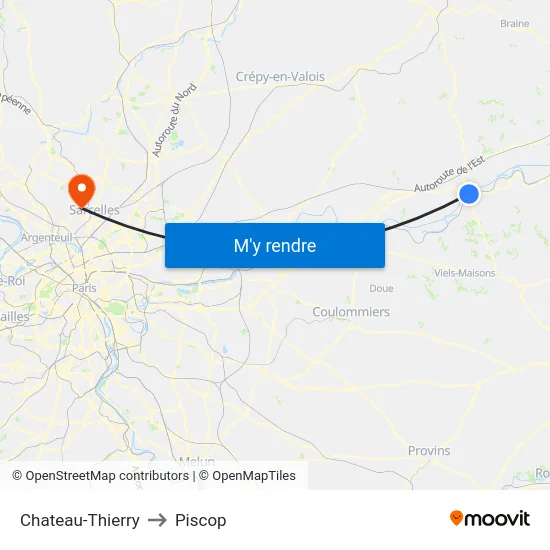 Chateau-Thierry to Piscop map