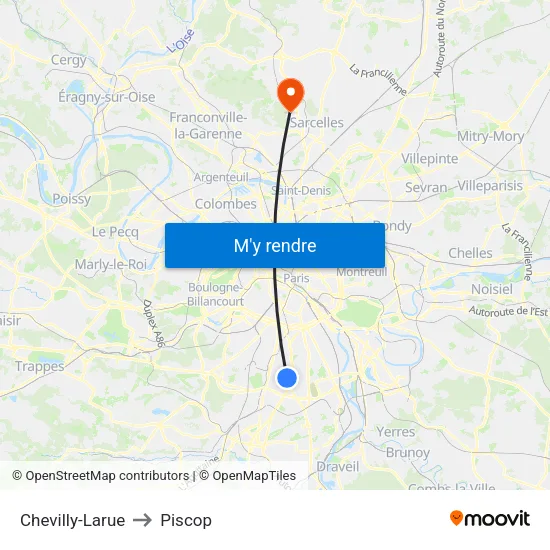 Chevilly-Larue to Piscop map