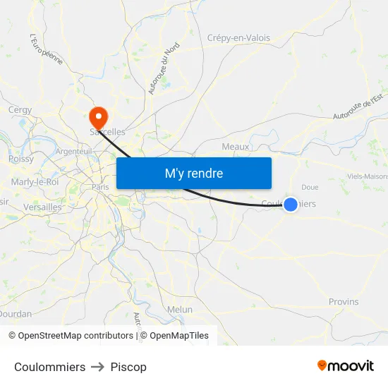 Coulommiers to Piscop map
