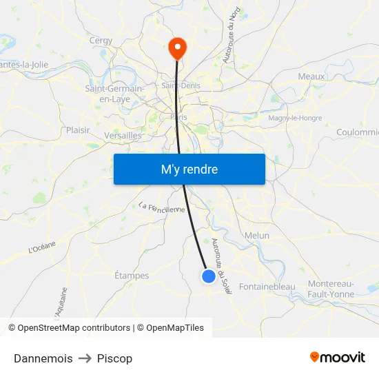 Dannemois to Piscop map