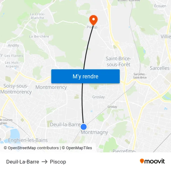 Deuil-La-Barre to Piscop map