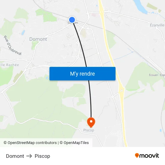 Domont to Piscop map