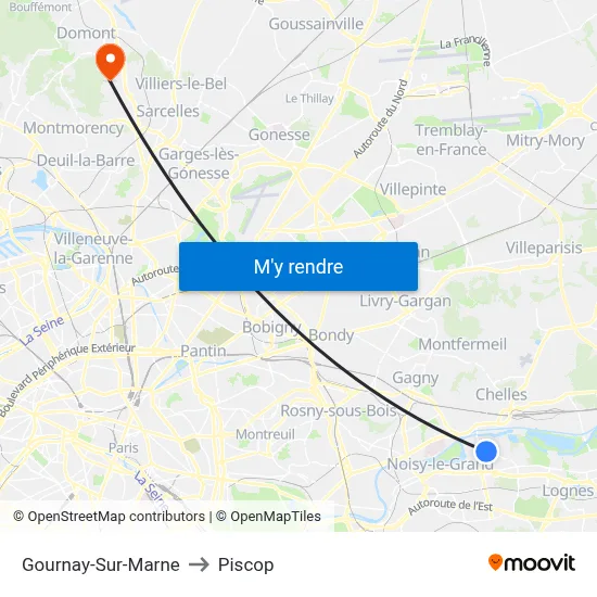 Gournay-Sur-Marne to Piscop map