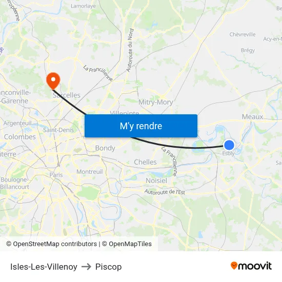 Isles-Les-Villenoy to Piscop map