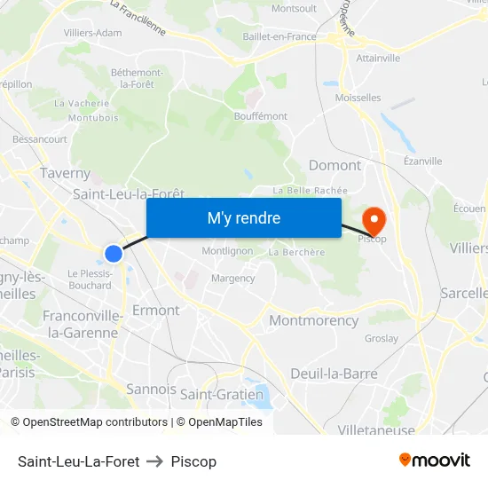 Saint-Leu-La-Foret to Piscop map
