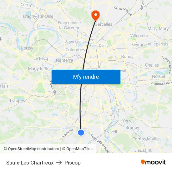 Saulx-Les-Chartreux to Piscop map