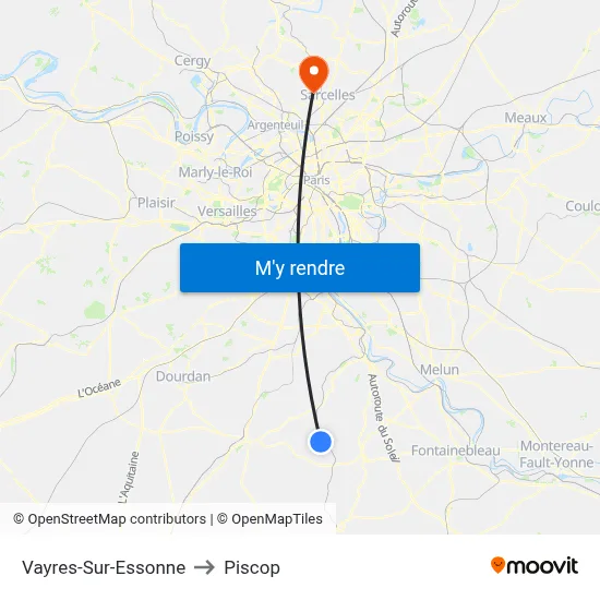 Vayres-Sur-Essonne to Piscop map