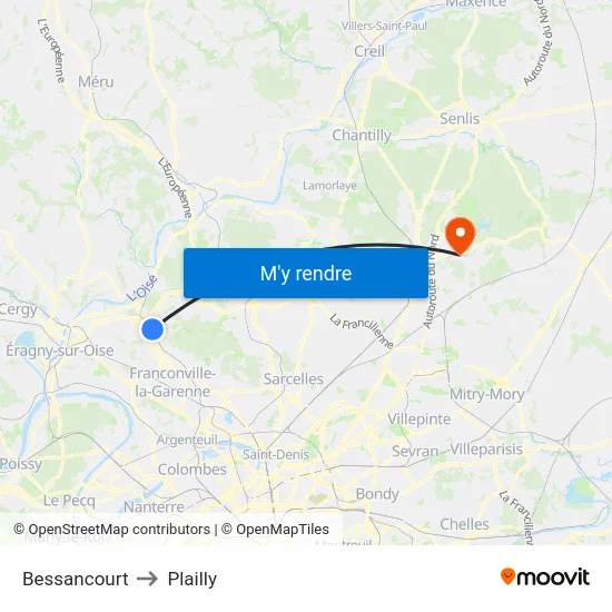 Bessancourt to Plailly map