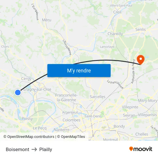 Boisemont to Plailly map