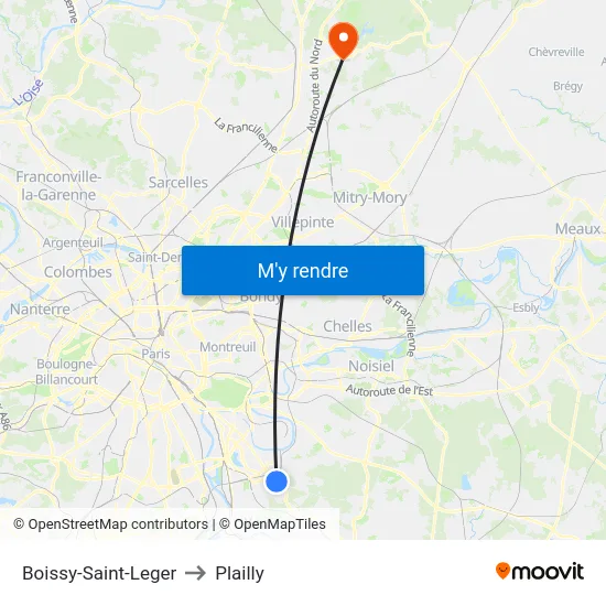 Boissy-Saint-Leger to Plailly map