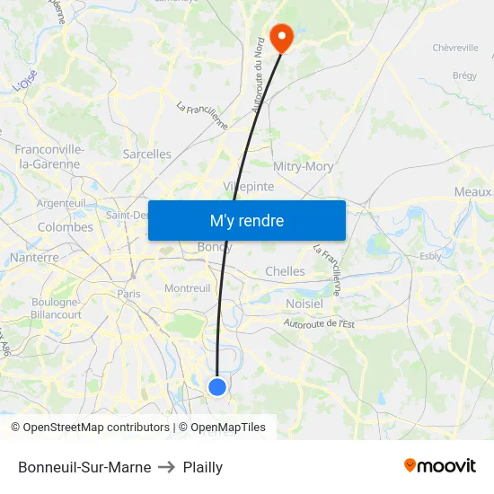 Bonneuil-Sur-Marne to Plailly map