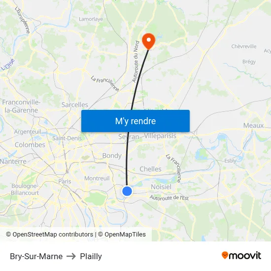 Bry-Sur-Marne to Plailly map