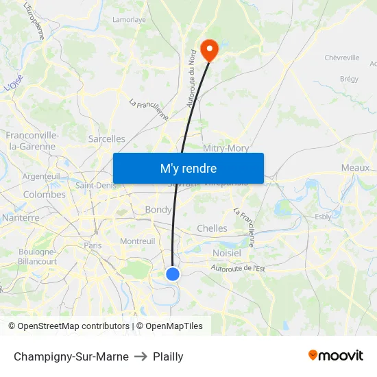 Champigny-Sur-Marne to Plailly map