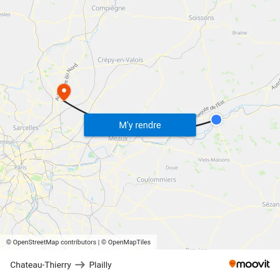 Chateau-Thierry to Plailly map