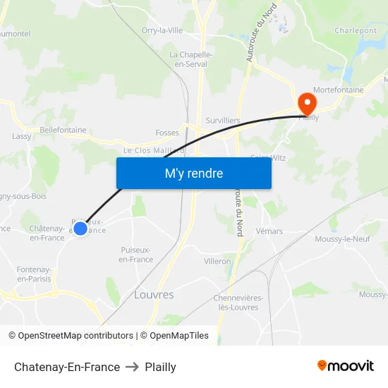 Chatenay-En-France to Plailly map