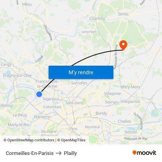 Cormeilles-En-Parisis to Plailly map