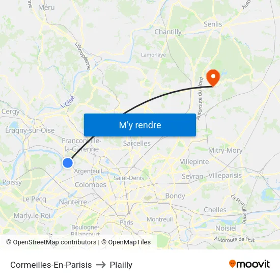 Cormeilles-En-Parisis to Plailly map