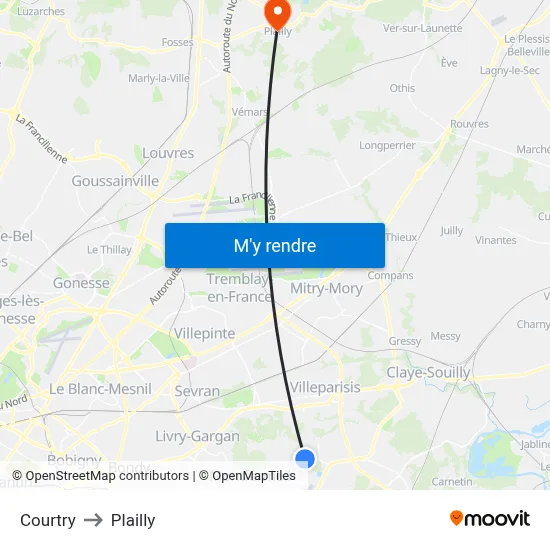 Courtry to Plailly map