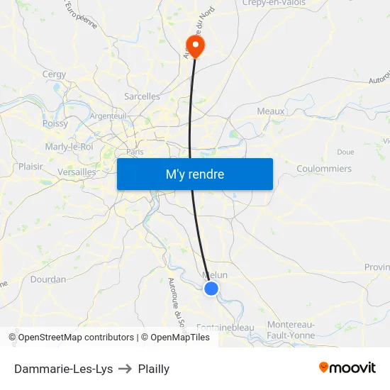Dammarie-Les-Lys to Plailly map