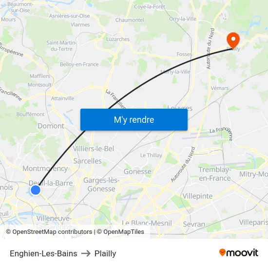 Enghien-Les-Bains to Plailly map